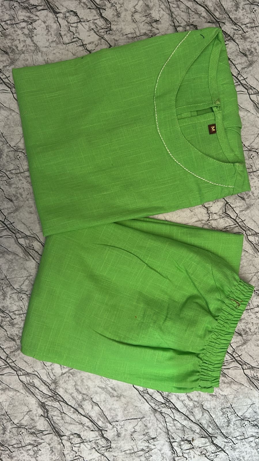 Green Cotton A-Line Halter Neck Co-Ord Set